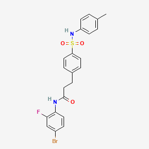 molecular formula C22H20BrFN2O3S B7704460 N-(4-bromo-2-fluorophenyl)-3-[4-[(4-methylphenyl)sulfamoyl]phenyl]propanamide 