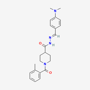 molecular formula C23H28N4O2 B7704468 N-[(E)-[4-(dimethylamino)phenyl]methylideneamino]-1-(2-methylbenzoyl)piperidine-4-carboxamide 