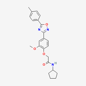 molecular formula C23H25N3O4 B7704475 N-cyclopentyl-2-{2-methoxy-4-[5-(4-methylphenyl)-1,2,4-oxadiazol-3-yl]phenoxy}acetamide 