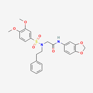 molecular formula C25H26N2O7S B7704583 N-1,3-benzodioxol-5-yl-N~2~-[(3,4-dimethoxyphenyl)sulfonyl]-N~2~-(2-phenylethyl)glycinamide 