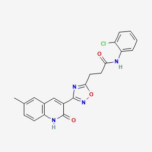 molecular formula C21H17ClN4O3 B7704636 N-(2-chlorophenyl)-3-[3-(2-hydroxy-6-methylquinolin-3-yl)-1,2,4-oxadiazol-5-yl]propanamide 