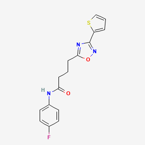 molecular formula C16H14FN3O2S B7704717 N-(4-fluorophenyl)-4-[3-(thiophen-2-yl)-1,2,4-oxadiazol-5-yl]butanamide 