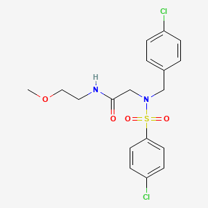 molecular formula C18H20Cl2N2O4S B7704808 2-(4-chloro-N-(4-chlorobenzyl)phenylsulfonamido)-N-(2-methoxyethyl)acetamide 