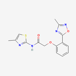molecular formula C15H14N4O3S B7704914 2-[2-(3-methyl-1,2,4-oxadiazol-5-yl)phenoxy]-N-(4-methyl-1,3-thiazol-2-yl)acetamide 