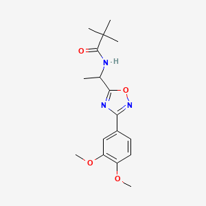molecular formula C17H23N3O4 B7704983 N-[1-[3-(3,4-dimethoxyphenyl)-1,2,4-oxadiazol-5-yl]ethyl]-2,2-dimethylpropanamide 