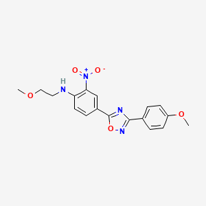 molecular formula C18H18N4O5 B7705061 N-(2-methoxyethyl)-4-[3-(4-methoxyphenyl)-1,2,4-oxadiazol-5-yl]-2-nitroaniline 