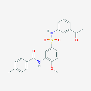 molecular formula C23H22N2O5S B7705098 N-{5-[(3-acetylphenyl)sulfamoyl]-2-methoxyphenyl}-4-methylbenzamide 