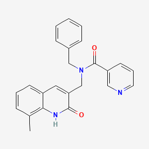 molecular formula C24H21N3O2 B7705225 N-benzyl-N-[(8-methyl-2-oxo-1H-quinolin-3-yl)methyl]pyridine-3-carboxamide 