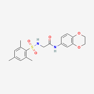 molecular formula C19H22N2O5S B7705288 N-(2,3-dihydro-1,4-benzodioxin-6-yl)-N~2~-[(2,4,6-trimethylphenyl)sulfonyl]glycinamide 