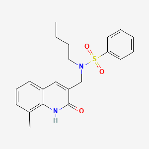 molecular formula C21H24N2O3S B7705635 N-butyl-N-[(2-hydroxy-8-methylquinolin-3-yl)methyl]benzenesulfonamide 