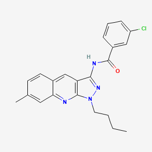 molecular formula C22H21ClN4O B7705670 N-{1-BUTYL-7-METHYL-1H-PYRAZOLO[3,4-B]QUINOLIN-3-YL}-3-CHLOROBENZAMIDE 