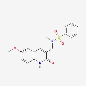 molecular formula C18H18N2O4S B7705733 N-[(2-hydroxy-6-methoxyquinolin-3-yl)methyl]-N-methylbenzenesulfonamide 