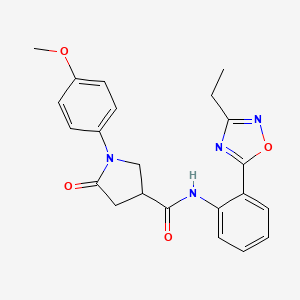 molecular formula C22H22N4O4 B7705892 N-[2-(3-ethyl-1,2,4-oxadiazol-5-yl)phenyl]-1-(4-methoxyphenyl)-5-oxopyrrolidine-3-carboxamide 