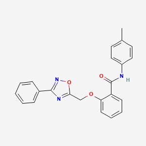 molecular formula C23H19N3O3 B7705920 N-(4-methylphenyl)-2-[(3-phenyl-1,2,4-oxadiazol-5-yl)methoxy]benzamide 