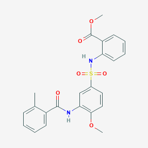 molecular formula C23H22N2O6S B7705965 Methyl 2-{[(4-methoxy-3-{[(2-methylphenyl)carbonyl]amino}phenyl)sulfonyl]amino}benzoate 
