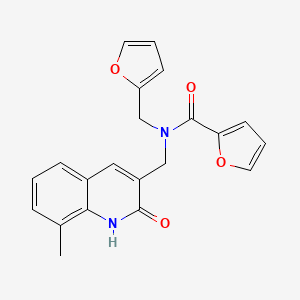 molecular formula C21H18N2O4 B7705980 N-(furan-2-ylmethyl)-N-[(8-methyl-2-oxo-1H-quinolin-3-yl)methyl]furan-2-carboxamide CAS No. 577757-88-1