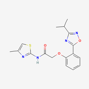 molecular formula C17H18N4O3S B7706026 N-(4-Methyl-1,3-thiazol-2-YL)-2-{2-[3-(propan-2-YL)-1,2,4-oxadiazol-5-YL]phenoxy}acetamide 