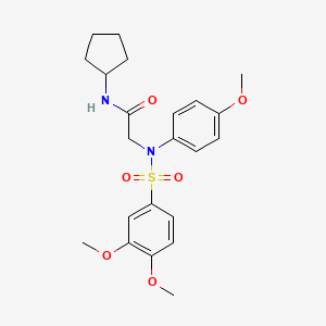 molecular formula C22H28N2O6S B7706298 N-cyclopentyl-N~2~-[(3,4-dimethoxyphenyl)sulfonyl]-N~2~-(4-methoxyphenyl)glycinamide 