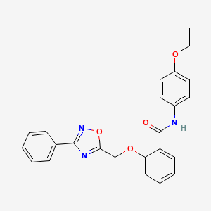 molecular formula C24H21N3O4 B7706326 N-(4-ethoxyphenyl)-2-[(3-phenyl-1,2,4-oxadiazol-5-yl)methoxy]benzamide 