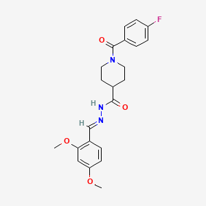 molecular formula C22H24FN3O4 B7706337 N-[(E)-(2,4-dimethoxyphenyl)methylideneamino]-1-(4-fluorobenzoyl)piperidine-4-carboxamide 