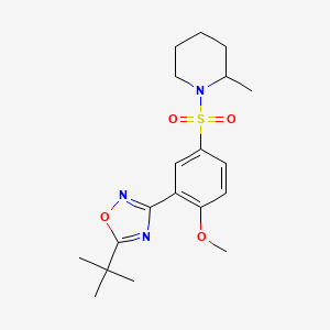 molecular formula C19H27N3O4S B7706499 1-[3-(5-Tert-butyl-1,2,4-oxadiazol-3-YL)-4-methoxybenzenesulfonyl]-2-methylpiperidine 