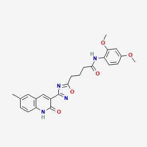 molecular formula C24H24N4O5 B7706777 N-(2,4-dimethoxyphenyl)-4-[3-(2-hydroxy-6-methylquinolin-3-yl)-1,2,4-oxadiazol-5-yl]butanamide 
