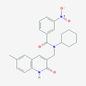 molecular formula C24H25N3O4 B7706789 N-cyclohexyl-N-((2-hydroxy-6-methylquinolin-3-yl)methyl)-3-nitrobenzamide 