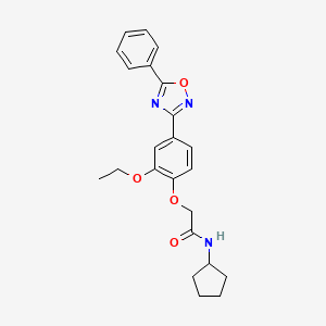 molecular formula C23H25N3O4 B7706793 N-cyclopentyl-2-[2-ethoxy-4-(5-phenyl-1,2,4-oxadiazol-3-yl)phenoxy]acetamide 