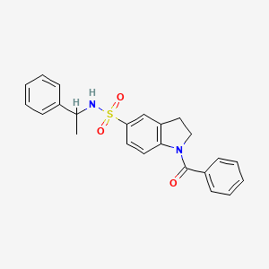 molecular formula C23H22N2O3S B7707079 1-BENZOYL-N-(1-PHENYLETHYL)-2,3-DIHYDRO-1H-INDOLE-5-SULFONAMIDE 