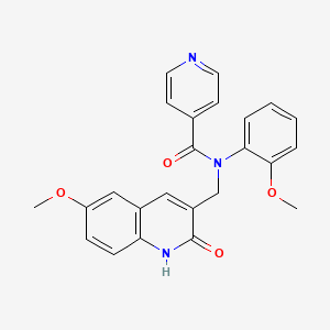 molecular formula C24H21N3O4 B7707159 N-((2-hydroxy-6-methoxyquinolin-3-yl)methyl)-N-(2-methoxyphenyl)isonicotinamide 