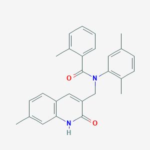 molecular formula C27H26N2O2 B7707283 N-(2,5-dimethylphenyl)-N-((2-hydroxy-7-methylquinolin-3-yl)methyl)-2-methylbenzamide 