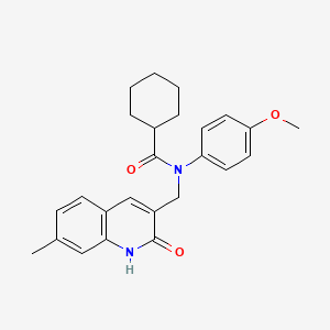 molecular formula C25H28N2O3 B7707293 N-((2-hydroxy-7-methylquinolin-3-yl)methyl)-N-(4-methoxyphenyl)cyclohexanecarboxamide 