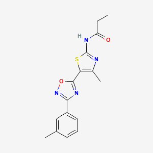 molecular formula C16H16N4O2S B7707358 N-{4-methyl-5-[3-(3-methylphenyl)-1,2,4-oxadiazol-5-yl]-1,3-thiazol-2-yl}propanamide 