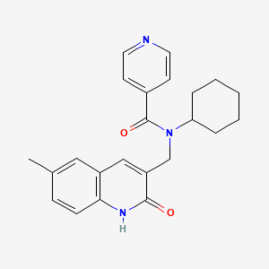 molecular formula C23H25N3O2 B7707504 N-cyclohexyl-N-((2-hydroxy-6-methylquinolin-3-yl)methyl)isonicotinamide 