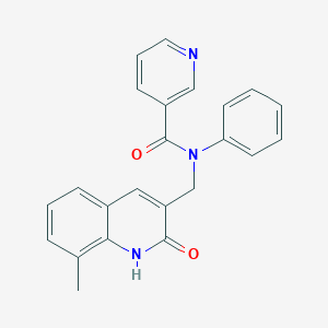 molecular formula C23H19N3O2 B7707592 N-((2-hydroxy-8-methylquinolin-3-yl)methyl)-N-phenylnicotinamide 