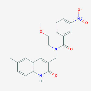 molecular formula C21H21N3O5 B7707596 N-((2-hydroxy-6-methylquinolin-3-yl)methyl)-N-(2-methoxyethyl)-3-nitrobenzamide 