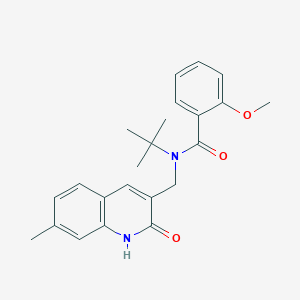 molecular formula C23H26N2O3 B7707607 N-(tert-butyl)-N-((2-hydroxy-7-methylquinolin-3-yl)methyl)-2-methoxybenzamide 