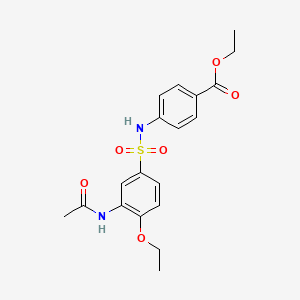molecular formula C19H22N2O6S B7707669 ETHYL 4-(3-ACETAMIDO-4-ETHOXYBENZENESULFONAMIDO)BENZOATE 