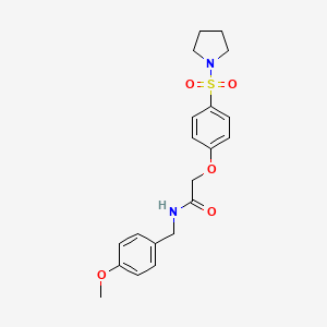 molecular formula C20H24N2O5S B7707692 N-(4-methoxybenzyl)-2-(4-(pyrrolidin-1-ylsulfonyl)phenoxy)acetamide 