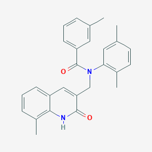 molecular formula C27H26N2O2 B7707726 N-(2,5-dimethylphenyl)-N-((2-hydroxy-8-methylquinolin-3-yl)methyl)-3-methylbenzamide 