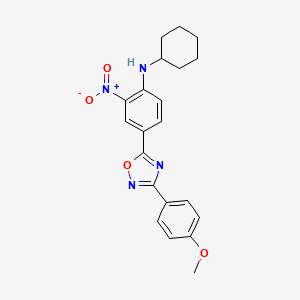 molecular formula C21H22N4O4 B7707766 N-cyclohexyl-4-[3-(4-methoxyphenyl)-1,2,4-oxadiazol-5-yl]-2-nitroaniline 