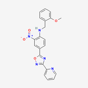 molecular formula C21H17N5O4 B7707768 N-[(2-Methoxyphenyl)methyl]-2-nitro-4-[3-(pyridin-2-YL)-1,2,4-oxadiazol-5-YL]aniline 