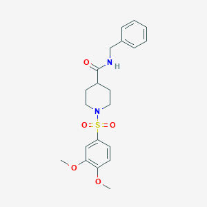 molecular formula C21H26N2O5S B7707777 N-benzyl-1-((3,4-dimethoxyphenyl)sulfonyl)piperidine-4-carboxamide 