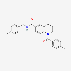 molecular formula C26H26N2O2 B7707811 N-(2,4-difluorophenyl)-1-(4-methylbenzoyl)-1,2,3,4-tetrahydroquinoline-6-carboxamide 