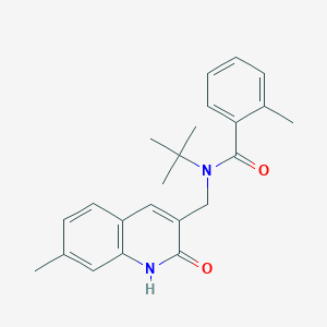molecular formula C23H26N2O2 B7707836 N-(tert-butyl)-N-((2-hydroxy-7-methylquinolin-3-yl)methyl)-2-methylbenzamide 