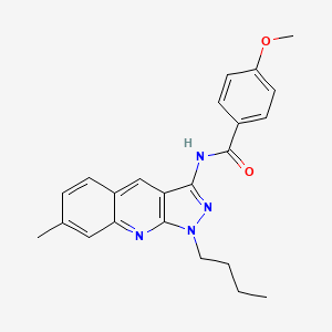molecular formula C23H24N4O2 B7707837 N-(1-butyl-7-methyl-1H-pyrazolo[3,4-b]quinolin-3-yl)-4-methoxybenzamide 