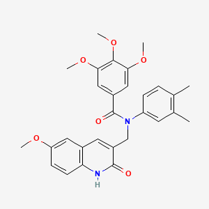 molecular formula C29H30N2O6 B7707894 N-(3,4-dimethylphenyl)-N-((2-hydroxy-6-methoxyquinolin-3-yl)methyl)-3,4,5-trimethoxybenzamide 