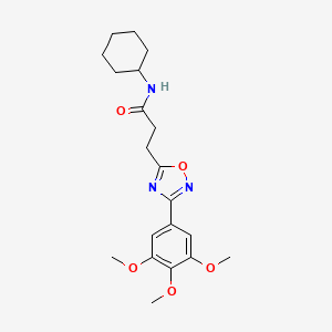 molecular formula C20H27N3O5 B7707925 N-cyclohexyl-3-[3-(3,4,5-trimethoxyphenyl)-1,2,4-oxadiazol-5-yl]propanamide CAS No. 862484-87-5