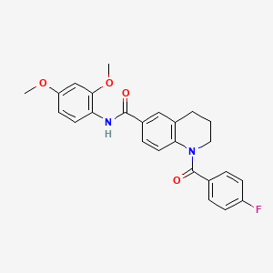 molecular formula C25H23FN2O4 B7707927 N-(2,4-dimethoxyphenyl)-1-(4-fluorobenzoyl)-1,2,3,4-tetrahydroquinoline-6-carboxamide 