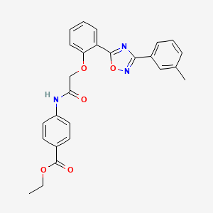 molecular formula C26H23N3O5 B7707933 Ethyl 4-(2-{2-[3-(3-methylphenyl)-1,2,4-oxadiazol-5-YL]phenoxy}acetamido)benzoate 